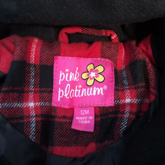 Baby Girl 12m Pink Platinum Wool Coat w/Hood NWT - Picture 3 of 7